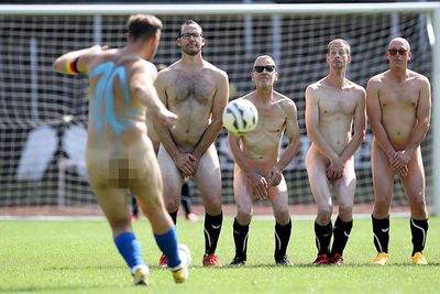 German Footballers Play Naked In Protest
