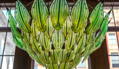 Leave Shaped Algae-filled Chandelier Naturally Purifies Air In The Home