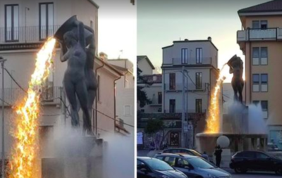 Fountain In Italy Looks Like It Spewing Lava When The Sun Hits Just Right